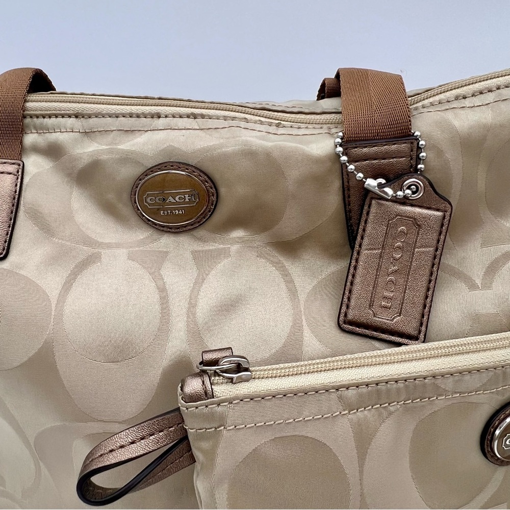 🥀 Coach Fabric Tote Weekender Bag & Matching Tote - Picture 2 of 14